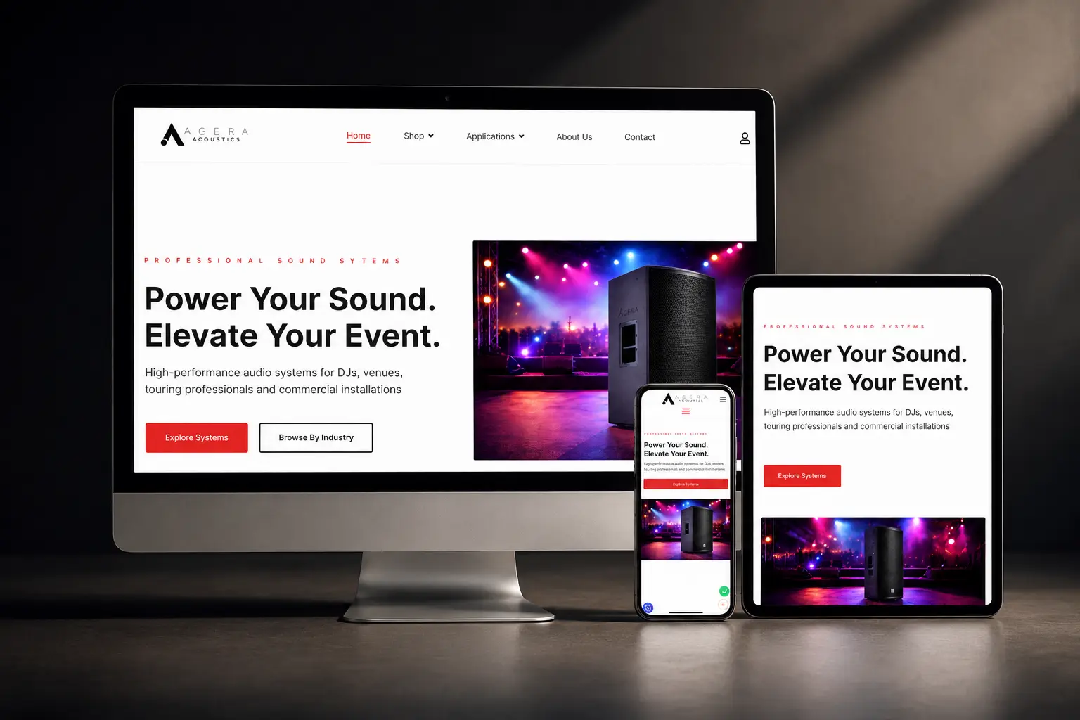Agera Acoustics website design by Bix Web