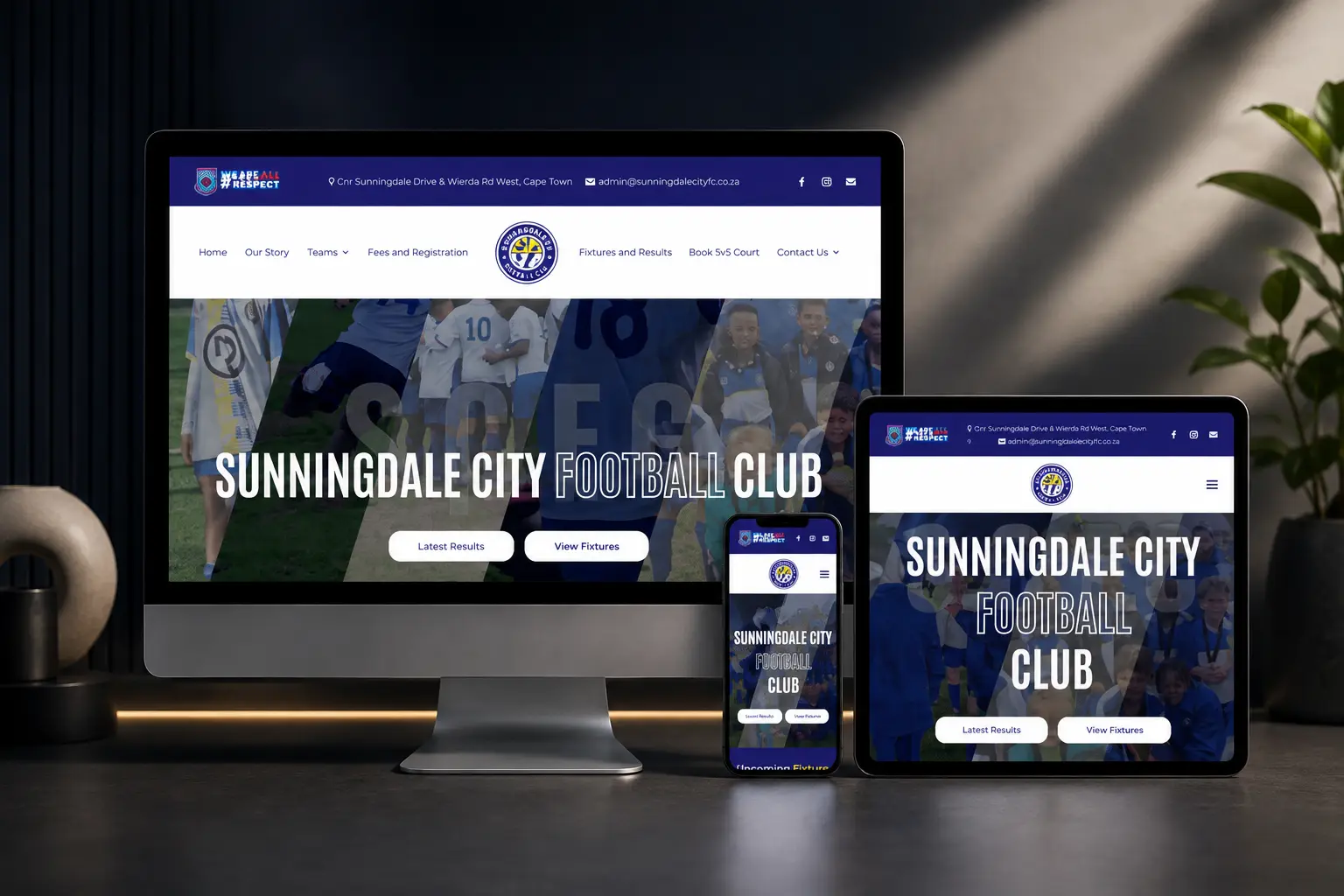 Sunningdale City FC website design by Bix Web